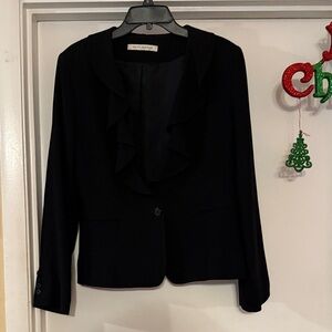 Peter Nygard Classic Black Blazer with Ruffle Detail